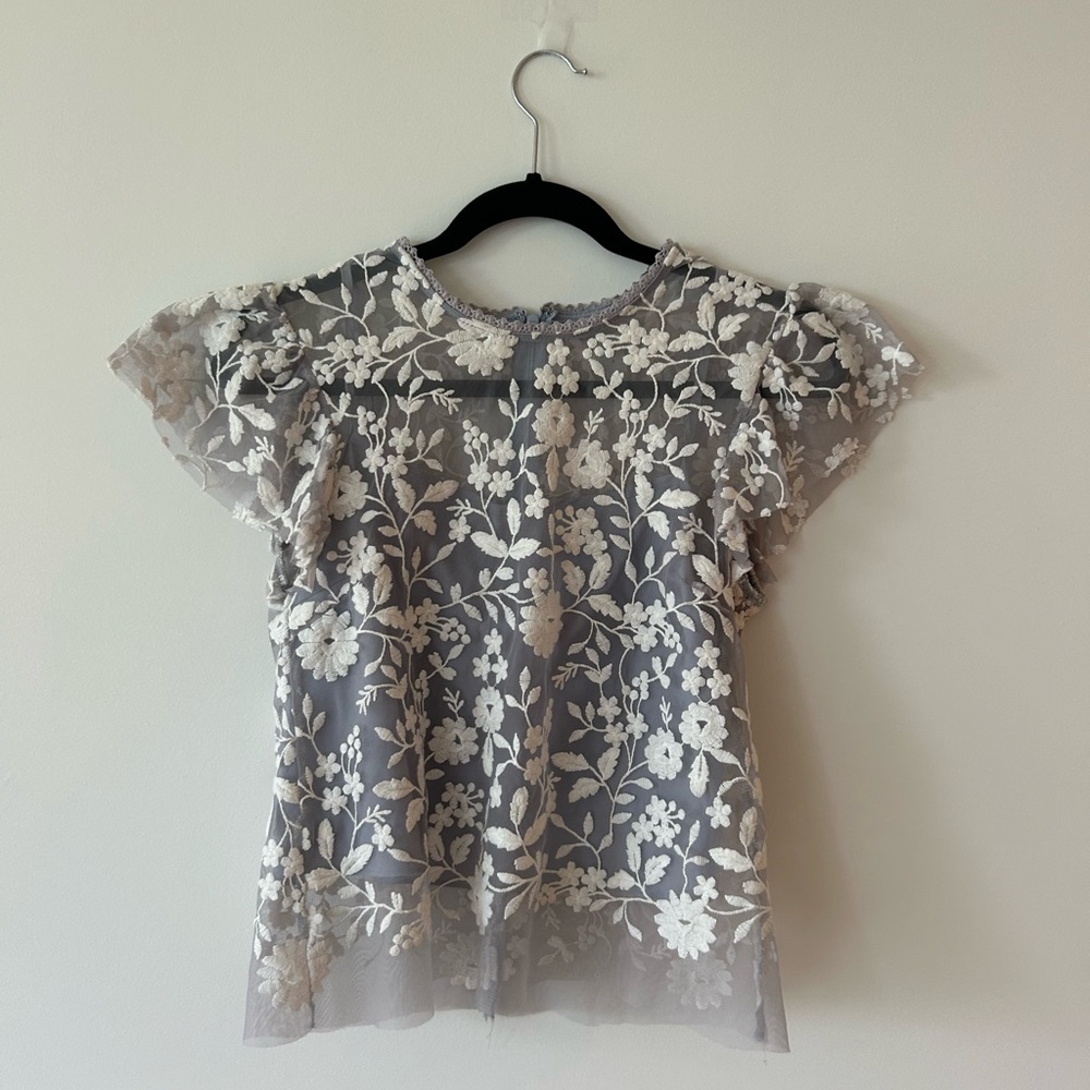 Floral Lace Top White and Lavender